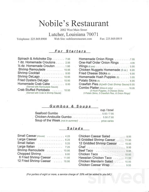 Nobile's Restaurant & Bar in Lutcher .